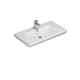 Badezimmerinspiration mit elegantem Waschbecken und Waschtischunterschrank mit praktischer und stilvoller Schubladeneinrichtung in Form von schönen Holzkästen, die eine optimale Platzausnutzung bieten.