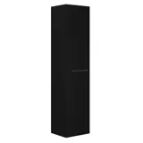 Kleine Badinspiration mit Badmöbeln in schwarzer Struktur mit elegantem Waschbecken, praktischem und stilvollem Dekor und runden Messinggriffen, quadratischem Spiegel mit integriertem Licht für einen modernen Look.