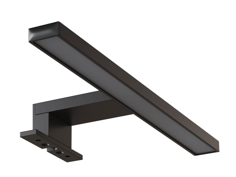 Kleine Badezimmerinspiration mit schrägen, warmen gelben Wänden und einem minimalistischen quadratischen Spiegel mit stilvollem schwarzen Rand, sowie einer eleganten Lampe für den Spiegel, die Ihrem Badezimmer einen Hauch von Eleganz verleiht.