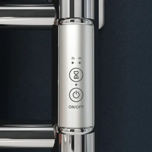 Badezimmerinspiration mit elektrischem Handtuchwärmer, der Ihre Handtücher angenehm warm hält und das Badezimmererlebnis exklusiv macht.