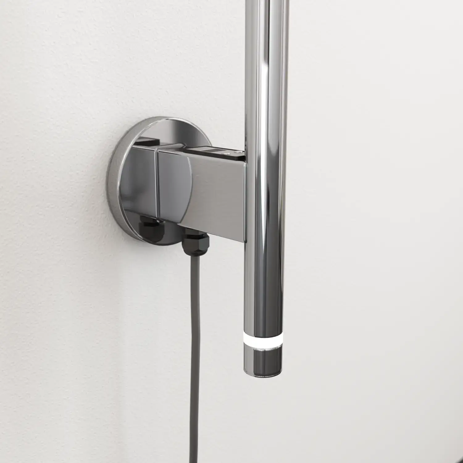 Badezimmerinspiration mit elektrischem Handtuchwärmer, der Ihre Handtücher angenehm warm hält und das Badezimmererlebnis exklusiv macht.