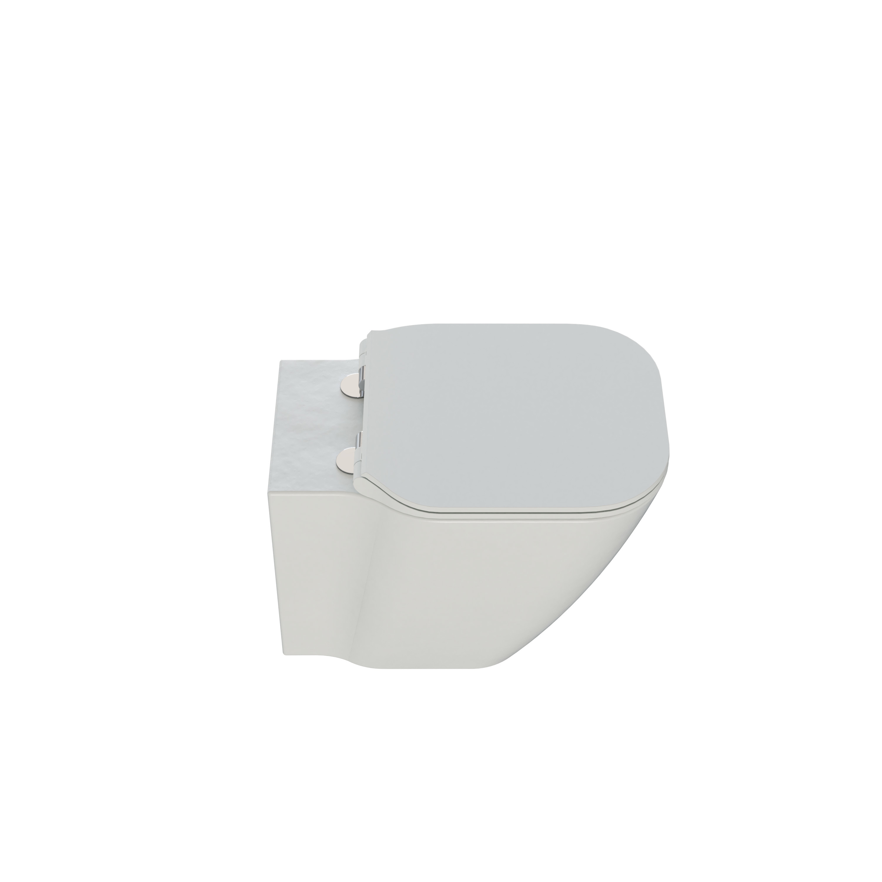 Stilvolle Badezimmer Inspiration mit beigem Waschtischunterschrank mit Innenschublade, Oberschrank, offenem Regal, ovalem Spiegel mit Beleuchtung, passenden Pendelleuchten, Regal unter dem Spiegel und wandhängendem WC